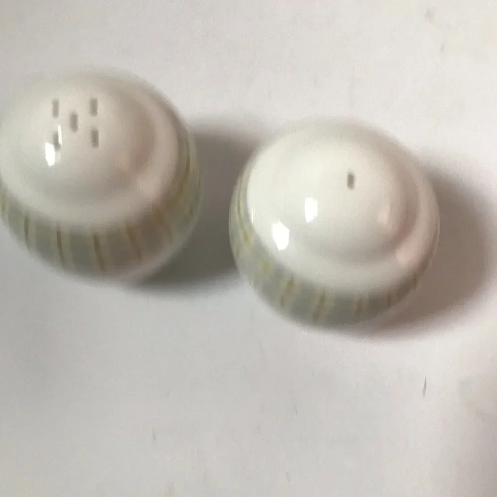 Royal Doulton Gingham‎ Floral salt and pepper shaker set ceramic gray yellow